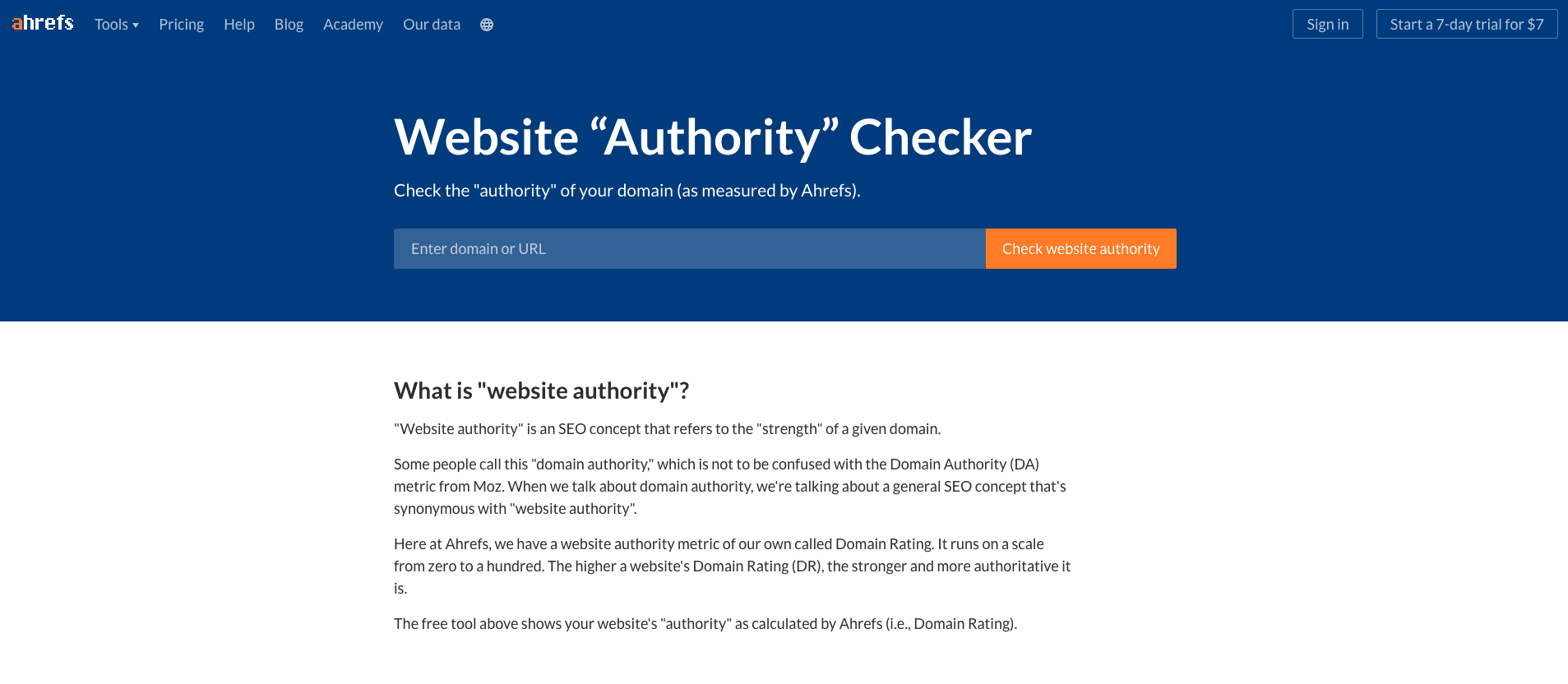 Ahrefs Website Authority
