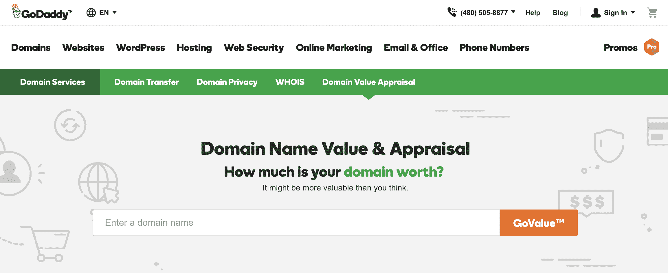 GoDaddy Domain Name Appraisal Tool