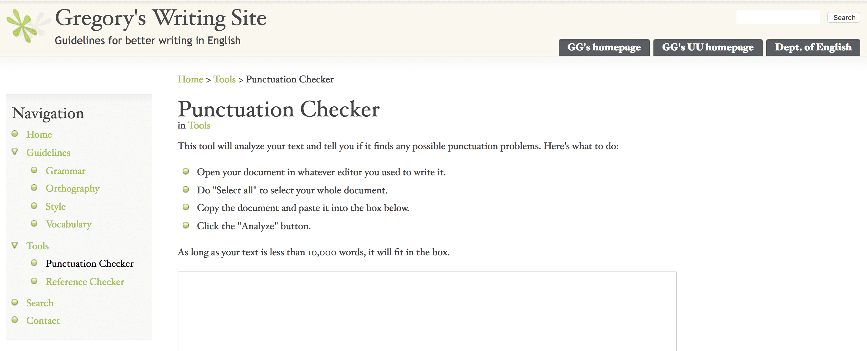 Gregory's Punctuation Checker